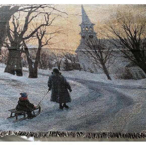 Thomas Kinkade Winters Eve Throw Blanket - Picture 5 of 5